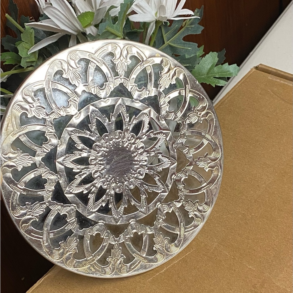 Leonard Vintage Silverplated Trivet Glass Insulated